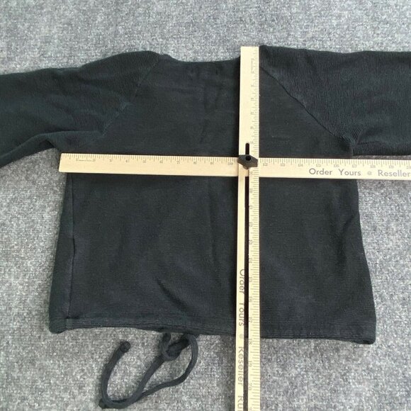 Madewell Top Womens Small Black Drapey Ottoman Jacquard Faux Wrap Drawstring - Picture 5 of 10